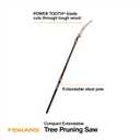 Fiskars Telescopic Pole Pruner (Extends from 3-feet to 8-feet), Hand Saw For Tree Cutting with 12-Inch Double-Grind Saw