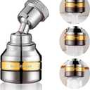Kitchen Faucet Spray Head, Solid Brass and Stainless Steel, 360 Degree Rotatable Aerator  3 Flow Mode Adjustable, High Pressure Booster, Anti-Splash, Water Saving Faucet Sink
