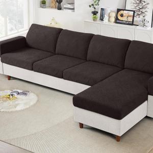 Ruaozz Couch Cushion Covers for Sectional Sofa Stretch Seat Cushion Covers Washable Sofa Slipcovers for L Shaped Soft Furniture Protector Pet Friendly (2 PC Seat + 1 PC Chaise Cover, Chocolate)