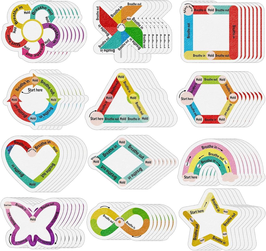 144 Pcs Breath Calm Anxiety Sensory Stickers Reusable Mindfulness Stickers Anti Stress Rough Textured Sticker Anxiety Strips for School Office Classroom Desk Adults Teens Fidget Christmas Gifts