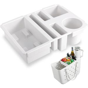 Top Cup Holder Tray for Bogg Bag Large, Waterproof ABS Drink Holder Fit for Stanley Cup - Organizer & Topper Tray Accessories for Bogg Bag (White)
