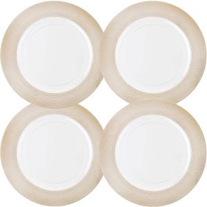 Textured Gold Rope Rim Plastic Charger Plates - 13" (Pack of 4) - Elegant & Durable for Entertaining, Dining, and Decor