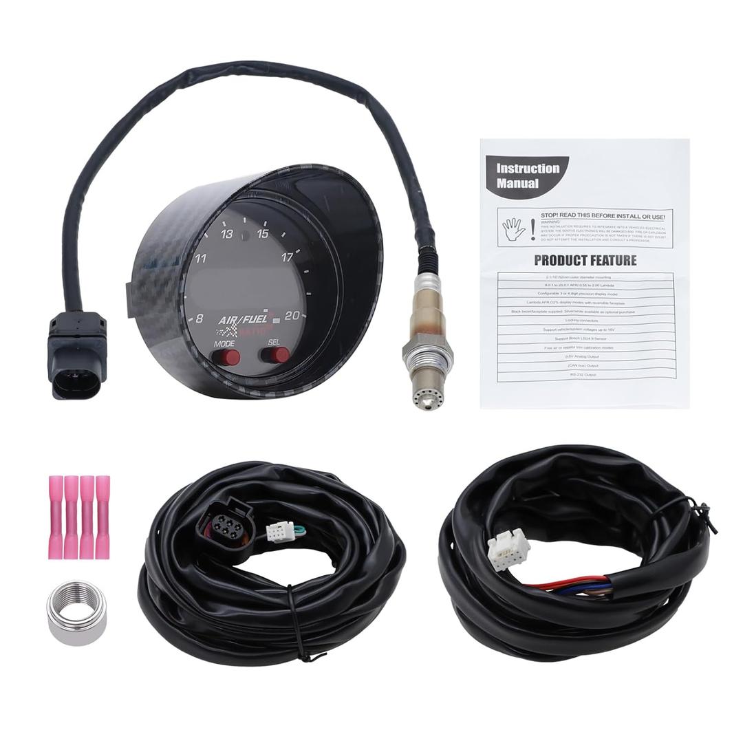 Geloo X Series 30-0300 Wideband UEGO Air Fuel Ratio Gauge - 52mm (2-1/16"), Upgraded Digital AFR Controller, LSU Sensor Kit