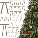 2 x 30 Pcs Velvet Bows for Christmas Tree, 5 x 7 Inch Vintage Rustic Christmas Ribbon Bows Ornaments for Tree Garland Wreath Gifts Outdoor Indoor Xmas Home Decorations(3/8'' Wide + 5/8'' Wide) (Khaki)