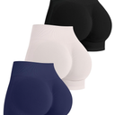 OLCHEE Womens Gym Shorts Seamless Scrunch Butt Lifting 3 Pack Athletic Yoga Workout High Waisted Tummy Control Booty 4.3", Small
