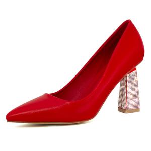 Women's Closed Pointed Toe Pumps Chunky Block High Heel Dress Office Party Wedding Shoes for Women, 6.5