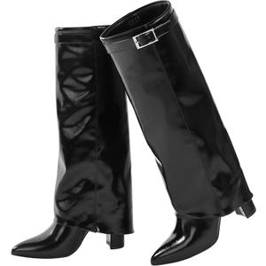 Ankis Fold Over Knee High Boots for Women Chunky Heels Pointed toe with Side Zipper Long Tall Boots 8