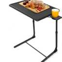 LORYERGO TV Tray - TV Table, Folding Table Trays, w/6 Height & 3 Tilt Angle, TV Tray Table w/Cup Holder, Dinner Tray for Eating on Couch, Laptop, Bed & Couch