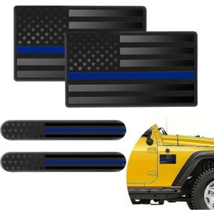 2 x 4PCS 3D Metal American Flag Emblem Decal USA Patriotic Car Sticker Blackout US Flag Badge for Car, Truck, SUV, Motorcycle, Patriotic Car Badges, Bumper, Window, Fender Accessories (Blue)