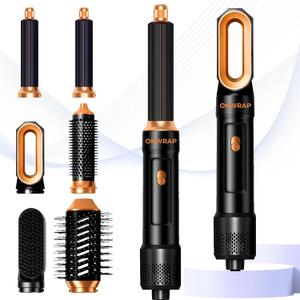 6 in ONE Blow Dryer Brush,Air Curling Iron Round Brush Blow Dryer 800W,Ionic Hair Dryer Brush for Women, Hot Air Brush Hair Styling Tools 100-120V