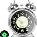 AYRELY Super Loud Alarm Clock for Heavy Sleepers Adults,Twin Bell Retro 4 Inch Silent Non-Ticking Quartz with Backlight, Luminous dial, Alarm Clocks for Bedrooms Bedside (Silver)