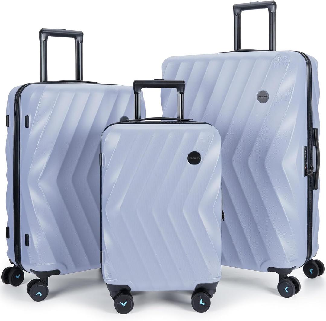 BAGSMART 3 Piece Luggage Sets PC Suitcase Hardside Luggage with Spinner Wheels TSA Lock Lightweight Family Travel Suitcases Set of 3 Carry On Checked (20/24/28 Inch), Purple