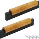 Mcredy 3.78 Inch / 96 mm Hole Distance Wood Cabinet Pulls Aluminum Alloy Dresser Drawer Pulls Cabinet Cupboard Dresser Wood Pull Handles Pack of 2 (Black)