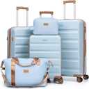 Luggage Sets 5 Piece, Suitcases with Wheels,ABS Hard Case Luggage with TSA Lock Spinner Wheels,Carry On Luggage Set (20/24/28 Inch) (LightBlue)