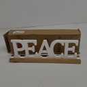 Rustic Peace Sign Decor for Tabletop 16 Inch, Handmade Distressed White Peace Sign Ornament, Wooden Signs for Home Decor Living Room, Farmhouse Kitchen Thanksgiving Christmas