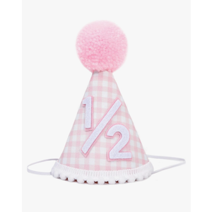 Pink White Gingham Birthday Hat