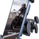 Lamicall Motorcycle Phone Mount, Bike Phone Holder - [Metal Lock] Upgrade Quick Install Handlebar Clip for Bicycle Scooter, Cell Phone Clamp for iPhone 16 15 14 Pro Max, Galaxy, 4.7-6.8" Phones (Black)