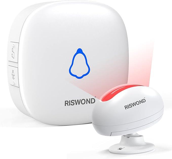 Wireless Motion Sensor Door Chime: Business Entry Doorbell Indoor Motion Detector Buzzer (500Ft Range, 32 Tunes, 5 Level Volume) Store Entrance Alert Bell Bed Alarm for Elderly Dementia Patients