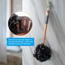 AmazerBath Shower Sponge Loofah Back Scrubber, PE Soft Mesh Loofah Body Scrubber with Long Wooden Handle, Bath Sponge for Men Women (Black)