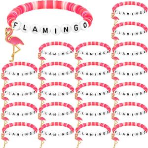 24 Pcs Flamingo Gifts for Women Flamingo Beaded Bracelets Polymer Clay Stretch Bracelets Letter Jewelry Boho Pink Summer Party Favors for Family Friend Graduation 24 Pcs Flamingo Gifts for Women Flamingo Beaded Bracelets Polymer Clay Stretch Bracelets Letter Jewelry Boho Pink Summer Party Favors for Family Friend Graduation