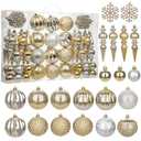 92ct Christmas Tree Decoration Set Christmas Ball Ornaments with Srtings Shatterproof Christmas Baubles for Christmas Holiday Wreath Garland Party Decoration, Gold-Silver