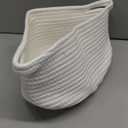 Happyiren Cute Woven Storage Basket with Handle, Baskets for Gifts Empty, Gift Baskets for Christmas Birthday Baby Shower Burr, Decorative Organizer Box for Baby Toy Pet, 13" D x 8" W x 6" H, White 