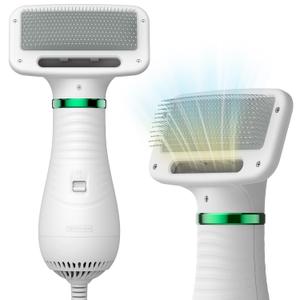Pet Hair Dryer, 2-in-1 Dog Hair Brush Dryer With Slicker Brush, 300W Pet Grooming Dryer for Small and Medium-Sized Dogs and Cats, Portable  Adjustable Temperature