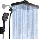 High Pressure Rain Shower Head with Handheld Spray Combo, Adjustable 13" Rainfall Dual ShowerHead with Power Wash Mode, Waterfall Double Tandem Shower Head for Bathroom - Matte Black