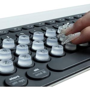 Raised Keyboard Sticker with DIY Character Decals for Nail Art Typing, Adhesive Silicone Keycap Pad with Alphanumeric Decals for Long Nails Gaming (80 PCS, Translucent-Cylinder)