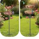 Bird Bath for Outside, Double 46In Metal Birdbaths for Outdoors,Bird Bath Feeder Bowls for Garden Patio Yard Decor, Upgraded 5-Pronged Metal Stake