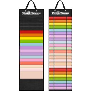 TECKWRAP Vinyl Roll Holder, Vinyl Roll Storage Organizer Black Double-sided Wall-mount with 44 Compartments