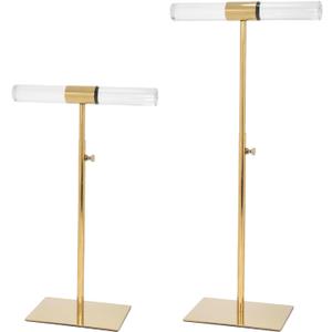 Jewelry Display Stand 2 Packs Stainless Steel Purse Display Stand Acrylic Necklaces Holder Towers Adjustable Height Tabletop Jewelry Organizer for Home Store Boutique