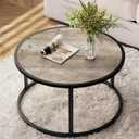 SAYGOER Small Round Coffee Table, Modern Coffee Tables for Living Room, Simple Center Table for Small Space Home Office Gardern, 27.6 27.6 17.7inch, Grey Wash