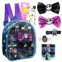 Nightmare Before Christmas Hair Accessories Set - 10 Pc Dress Up Bundle with Storage Bag, Bows, Clips, Stickers, More | Nightmare Before Christmas Hair Accessories for Girls, Kids
