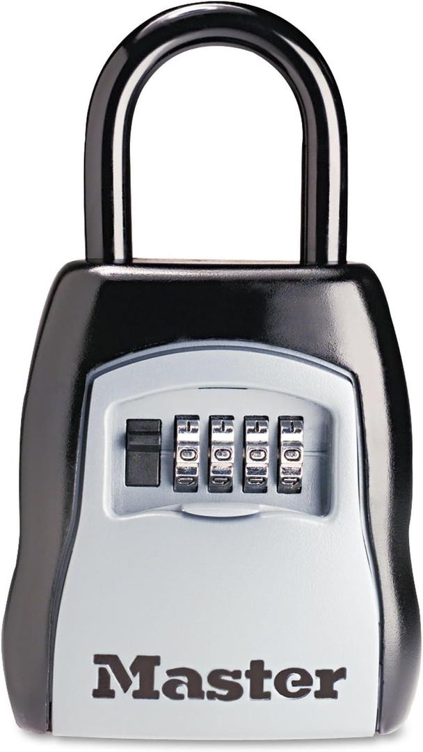 Master Lock Key Lock Box, Outdoor Lock Box for House Keys, Portable Combination Lockbox Resettable Code, 5400EC, Black
