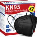 2 x KN95 Face Mask 20 Pcs, 5-Ply Cup Dust Safety Masks, Breathable Protection Masks Against PM2.5 for Men & Women, Black (20 Count (Pack of 1))