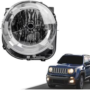 Halogen Model Headlight Assembly Compatible with Jeep Renegade 2015-2018 Headlamp Replacement Left Driver Side LH 68256570AA CH2502273