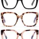 DOOViC 3 Pack Oversized Reading Glasses for Women Blue Light Blocking Square Stylish Computer Readers