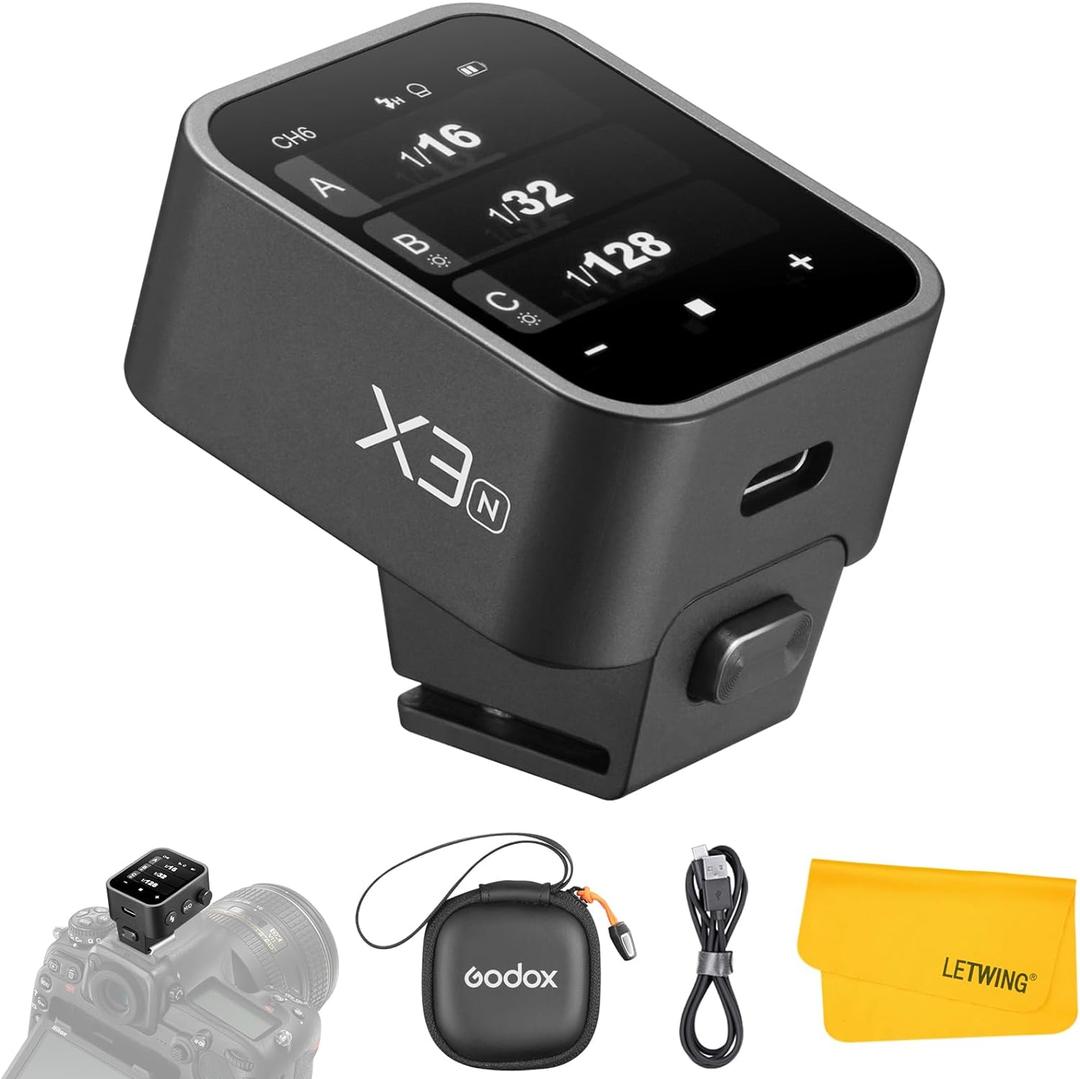 Godox X3N X3-N TTL Wireless Flash Trigger for Nikon Camera, 2.4G Wireless Touchscreen Flash Transmitter, Support TTL Auto/Manual/Multi Flash, Built-in Lithium Battery, High-Definit OLED Screen