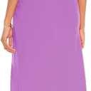 ALENDA DANMOS Women Strapless Midi Dress Tube Top Off Shoulder Summer Dress Thigh High Slit Cocktail Party Dress DD087 (Purple, M)