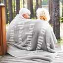 Bedsure Thinking of You Gifts - Get Well Gifts for Women & Men, After Surgery Healing Blanket with Inspirational Words, Soft Fleece Hug Blanket, Grey, 50x60 Inch