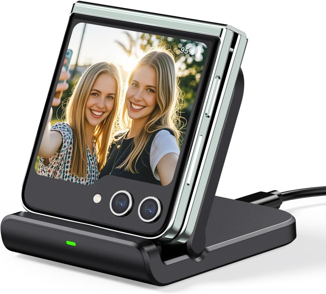 Wireless Charger for Samsung Z Flip 7, SwanScout 501S, Foldable Fast Wireless Charging Stand for Galaxy Z Flip 7/6/5/4/3, Charging Station for Samsung Z Flip Series/Razr+(No Adapter) (Black)