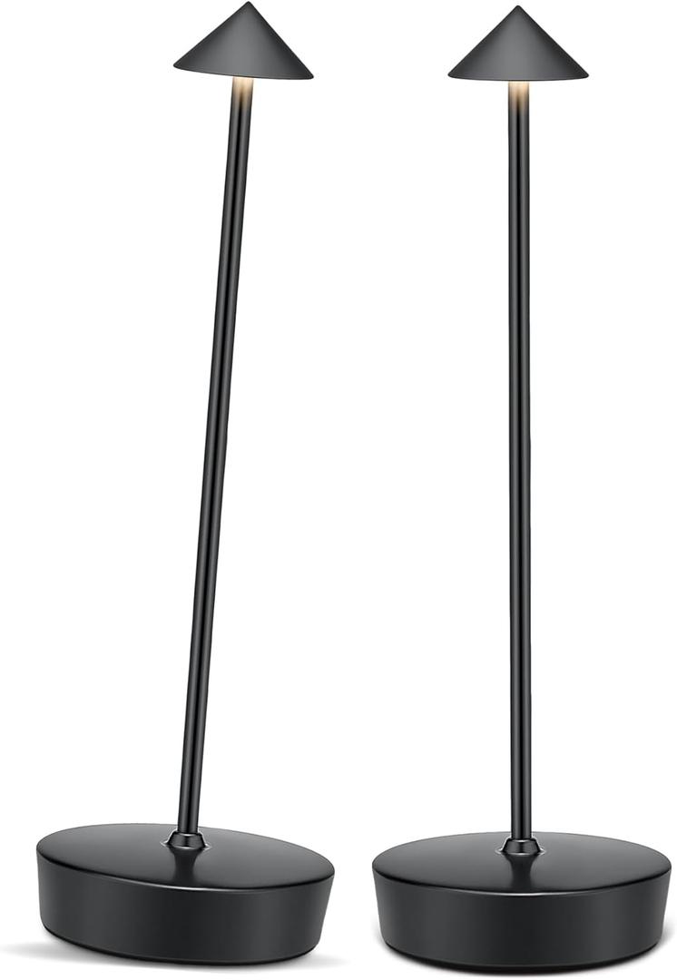 Cordless Led Table Desk Lamp 2 Pack, 7000mAh Battery Outdoor Table Light Waterproof for Restaurant Patio Camping Home Decor, USB-A Output, Brightness Memory, Dimmable