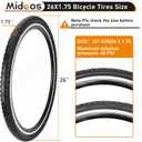 2 Pack 26X1.75 Bicycle Tire, Folding 26X1.75 Mountain Bike Tires with Schrader Valve and 2 Tire Levers, Replacement for Road/Street//MTB/Cruiser Bike Tires and Tubes 26 x 1.75 26x1.95 26x2.0