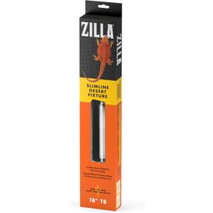 Zilla Reptile T8 Slimline Desert Pet Habitat Light Fixture with 15 Watt Luminious Bulb, 18 Inches, Black