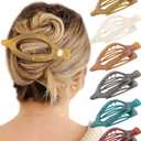 French Flat Hair Clips for Women - 6Pcs Flat Hair Claws for Thin Thick Hair Strong Hold No Slip Grip Hair Claw Clips for Women Girls (Amber (Brown))