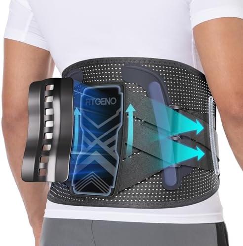 Fit Geno Back Brace for Lower Back Pain Relief: Adjustable Support with Ergonomic Lumbar Pad for Herniated Disc Sciatica and Lumbar Strain - Breathable Design for Men & Women (Medium)