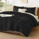 Litanika Oversized King Comforter Set Super King Size 120"x120", 3 Pieces Black Chevron Tufted Solid Bedding Comforter Sets, Fluffy Bed Set