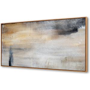 Baisuwallart WKBS0375Wall Art Decor Large Canvas Print Picture Gray and Black Abstract Painting Artwork for Office Wall Decor Home Decoration Natural Wood Framed Ready to Hang Artwork