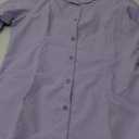 HOTOUCH Women Button Down Shirts 3/4 Sleeve Basic Business Dress Shirt Slim Fitted Classic V Neck Button Up Work Blouse Tops (Medium, Purple)